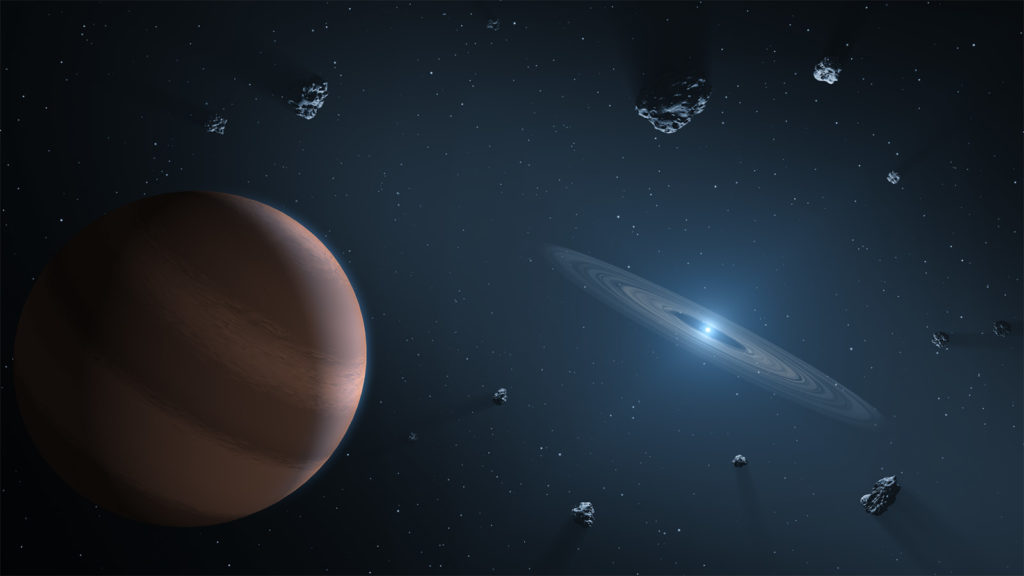 Illustration of a planet and a glowing star